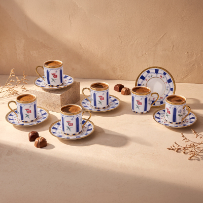 Aryıldız Best 12 Parça 6 Kişilik Kahve Fincan Takımı Mavi 90 ml - ARYILDIZ