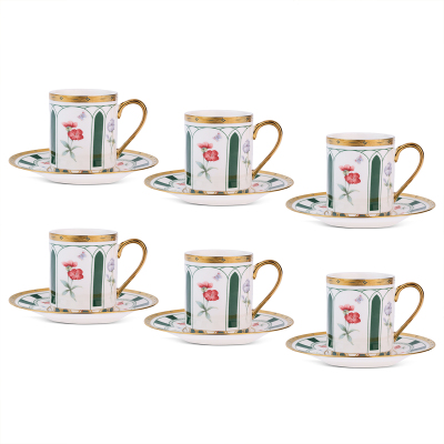 Aryıldız Best 12 Parça 6 Kişilik Kahve Fincan Takımı Yeşil 90 ml - 4