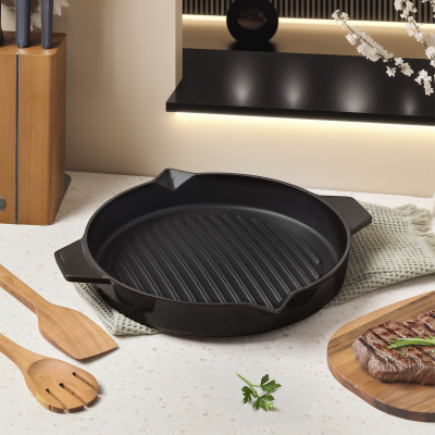 Aryıldız Duo Cast Bombe Grill Tava Kahverengi 30 cm - 2