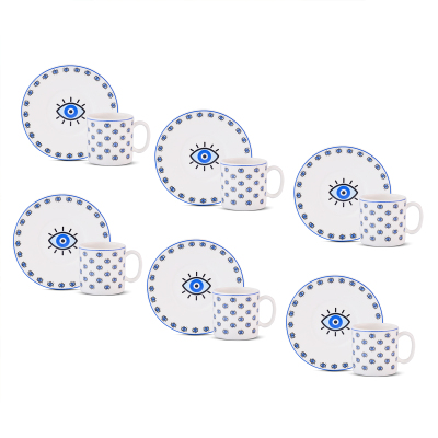 Aryıldız Elis 12 Parça 6 Kişilik Kahve Fincan Takımı Mavi 90 ml - 6