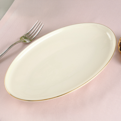 Aryıldız Hazel Gold Kayık Tabak Krem 25 cm - 2