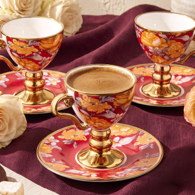 Aryıldız Laura 12 Parça 6 Kişilik Kahve Fincan Takımı Kırmızı 90 ml - 3