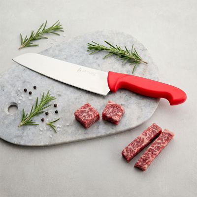 Aryıldız Noka Santoku Bıçağı Kırmızı 19 cm - ARYILDIZ