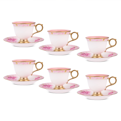Aryıldız Nostalgie 12 Parça 6 Kişilik Kahve Fincan Takımı Pembe 100 ml - 5