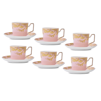 Aryıldız Peony Pembe 6 Kişilik 12 Parça Kahve Fincan Takımı 120 ml - 6
