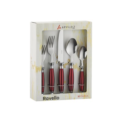 Aryıldız Ravello 30 Parça Çatal Kaşık Bıçak Takımı Bordo - 7