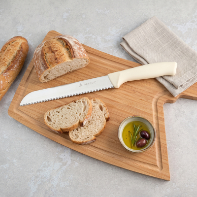 Aryıldız Rexa Tırtıklı Ekmek Bıçak Krem 19 cm - ARYILDIZ