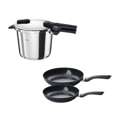 Fissler Vitaquick Glossy 6 Litre Düdüklü Tencere + Tava Set - FISSLER