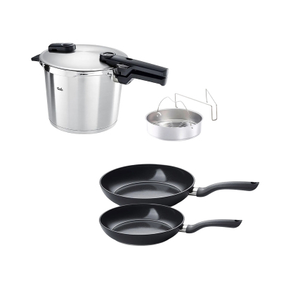 Fissler Vitaquick Premium 6 Litre Düdüklü Tencere + Tava Set - 1