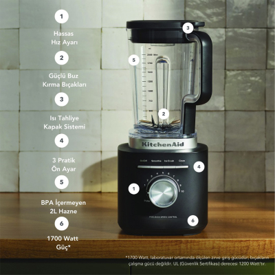 KitchenAid Pure Power Blender Matte Black 5KSB2073 - 3