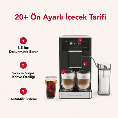 KitchenAid Tam Otomatik Buzlu Kahve Özellikli Espresso Makinesi KF4 Porcelain White - 4