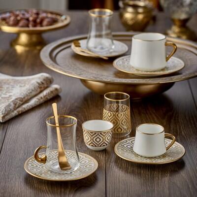 Koleksiyon Sufi Türk Kahvesi Seti 6'lı İkat Altın - 2