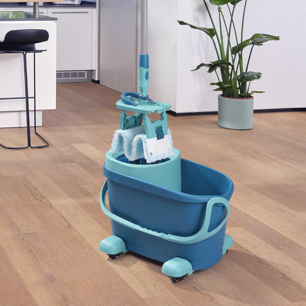 Leifheit CLEAN TWIST Rollwagen - Rückenschonend Mit 360° Rollen Für Putzeimer