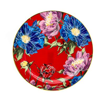 Marianna Flower Kırmızı Cam Servis Tabağı 3'lü - MARIANNA