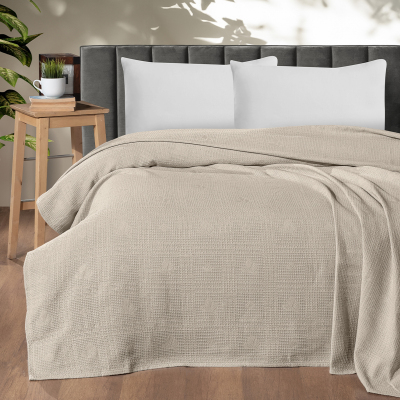 Maxstyle Çift Kişilik %100 Pamuk Pike Bej 200x220 cm - MAXSTYLE