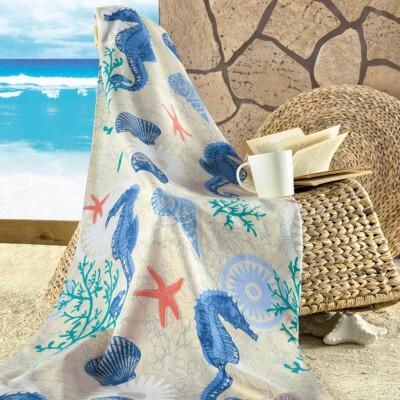 Maxstyle Seahorse Kadife Plaj Havlusu 70x160 Cm - MAXSTYLE