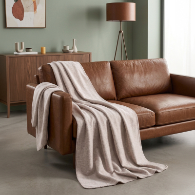 Maxstyle Sephia Çift Kişilik Battaniye Krem 200X220 cm - MAXSTYLE