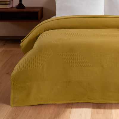 Maxstyle Spring %100 Pamuk Çift Kişilik Pike Hardal 220x230 cm - 3