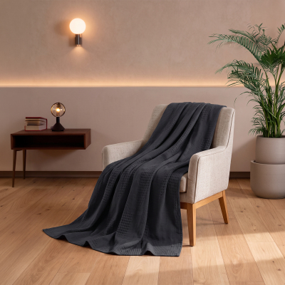 Maxstyle Spring %100 Pamuk Tek Kişilik Pike Antrasit 180x230 cm - 4