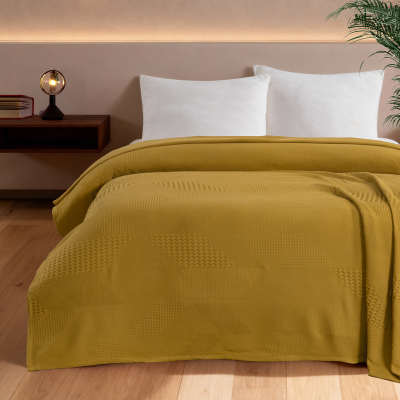 Maxstyle Spring %100 Pamuk Tek Kişilik Pike Hardal 180x230 cm - 2