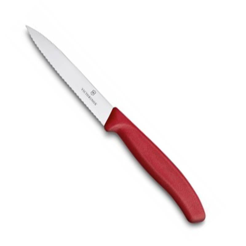 Victorinox Sivri Uçlu Tırtıklı Soyma Bıçağı 10 Cm Kırmızı - 1