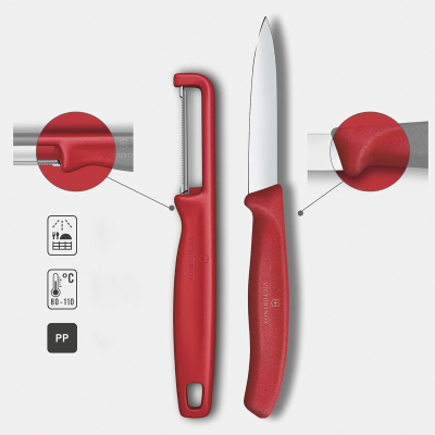Victorinox Soyma Bıçak + Soyacak Seti Kırmızı - 3