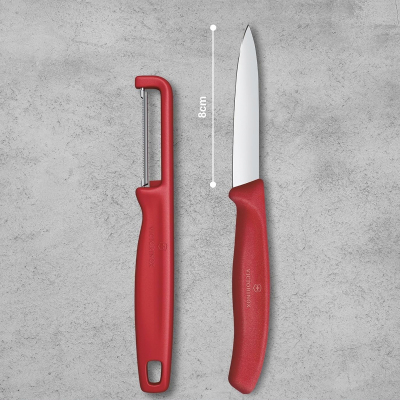 Victorinox Soyma Bıçak + Soyacak Seti Kırmızı - 5